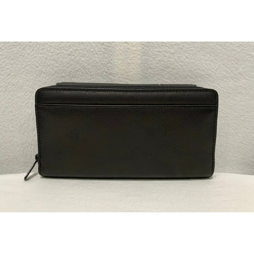 NEW Buxton Wallet Leather Black Ensemble Clutch Multiple Pockets Zip Closure - Picture 2 of 12